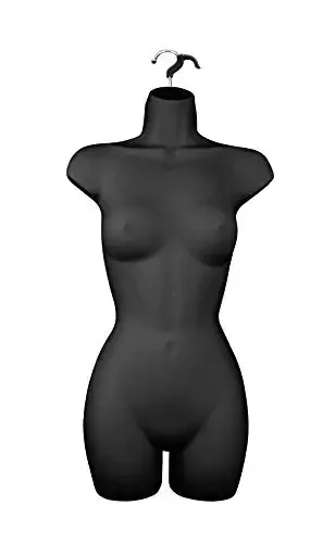 Hanging Female Torso Mannequin Form Black Plastic Pack Four