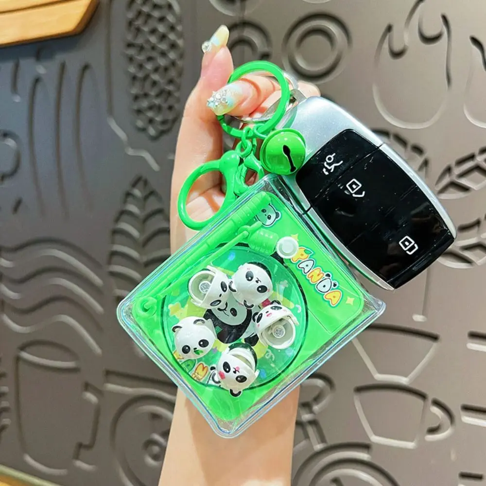 Toy Fishing Game Panda Keychain Panda Dolls with Bell Car Key Ring Pendant Fun Desk Ornament Gift