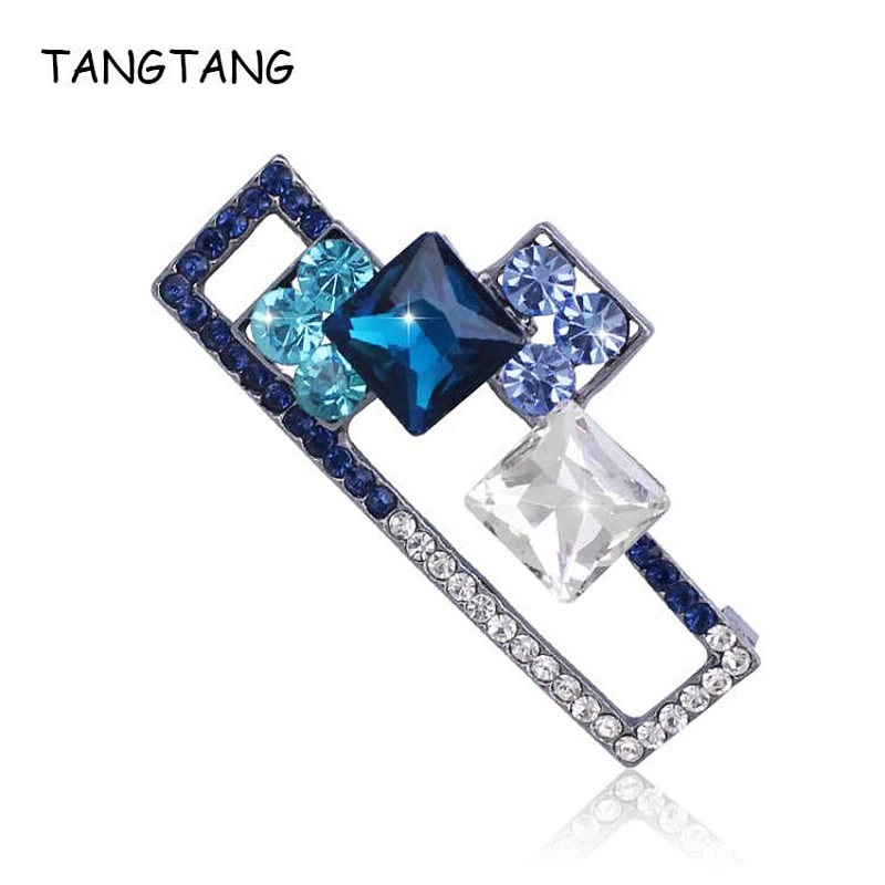 TANGTANG Brooch For Female Exquisite Rhinestone Sparkling Luxury Accessories Elegant OL Style Bijoux Geometric Fashion Crystal