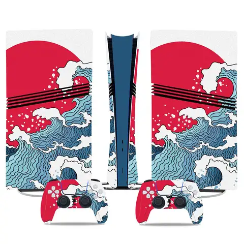 Skinnklistermärke Skyddande dekal Komplett set Wrap Cover för PS5 Pro Digitalkonsol och 2 Kontroller 10 best sales PS5 Digital Skin - №7
