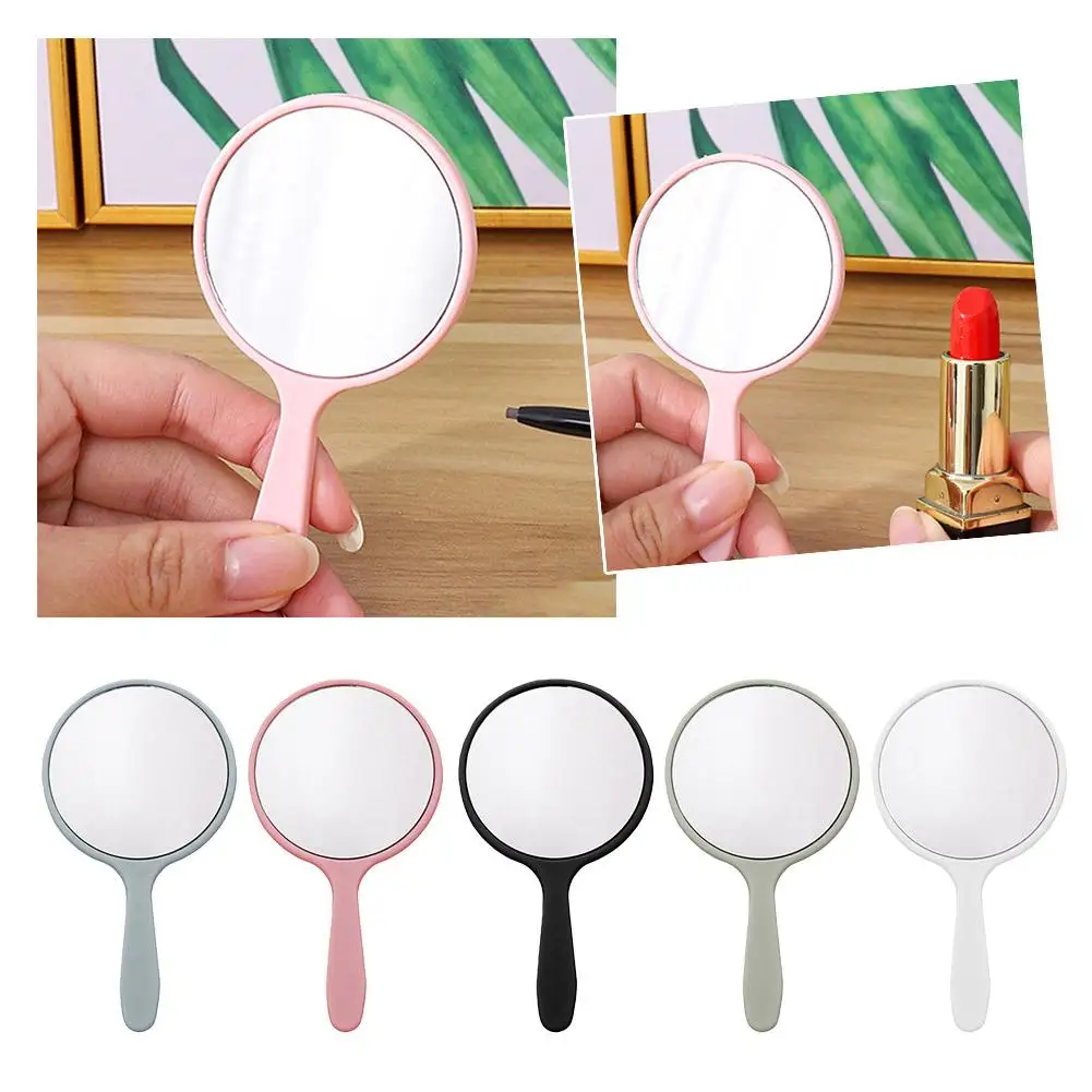 Miroir de maquillage rond compact avec poignée pour femme, miroir de courtoisie, cosmétique, détermination, main, P0L0, 1PC