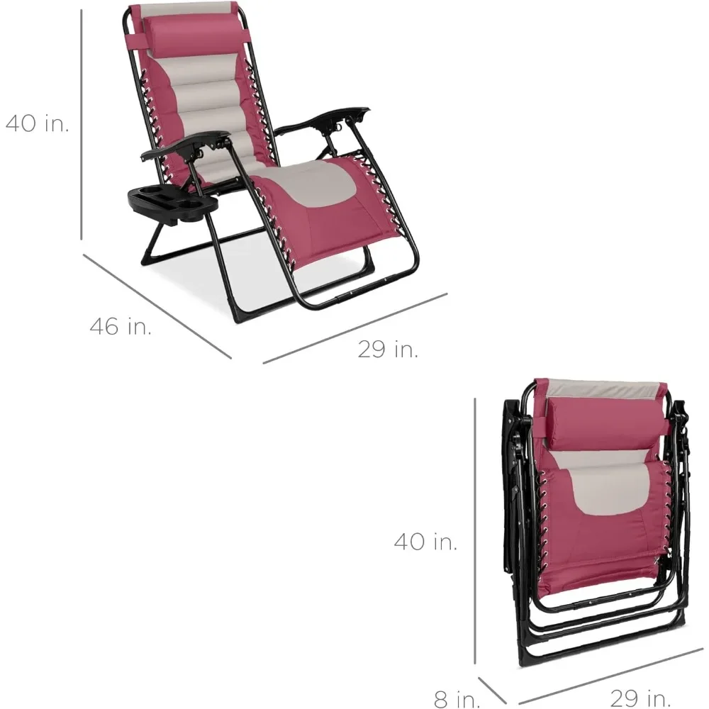 Outdoor Chair, XL Anti Gravity Lounger for Backyard with Headrest, Cup Holder, Side Tray, Polyester Mesh, Garden Chair