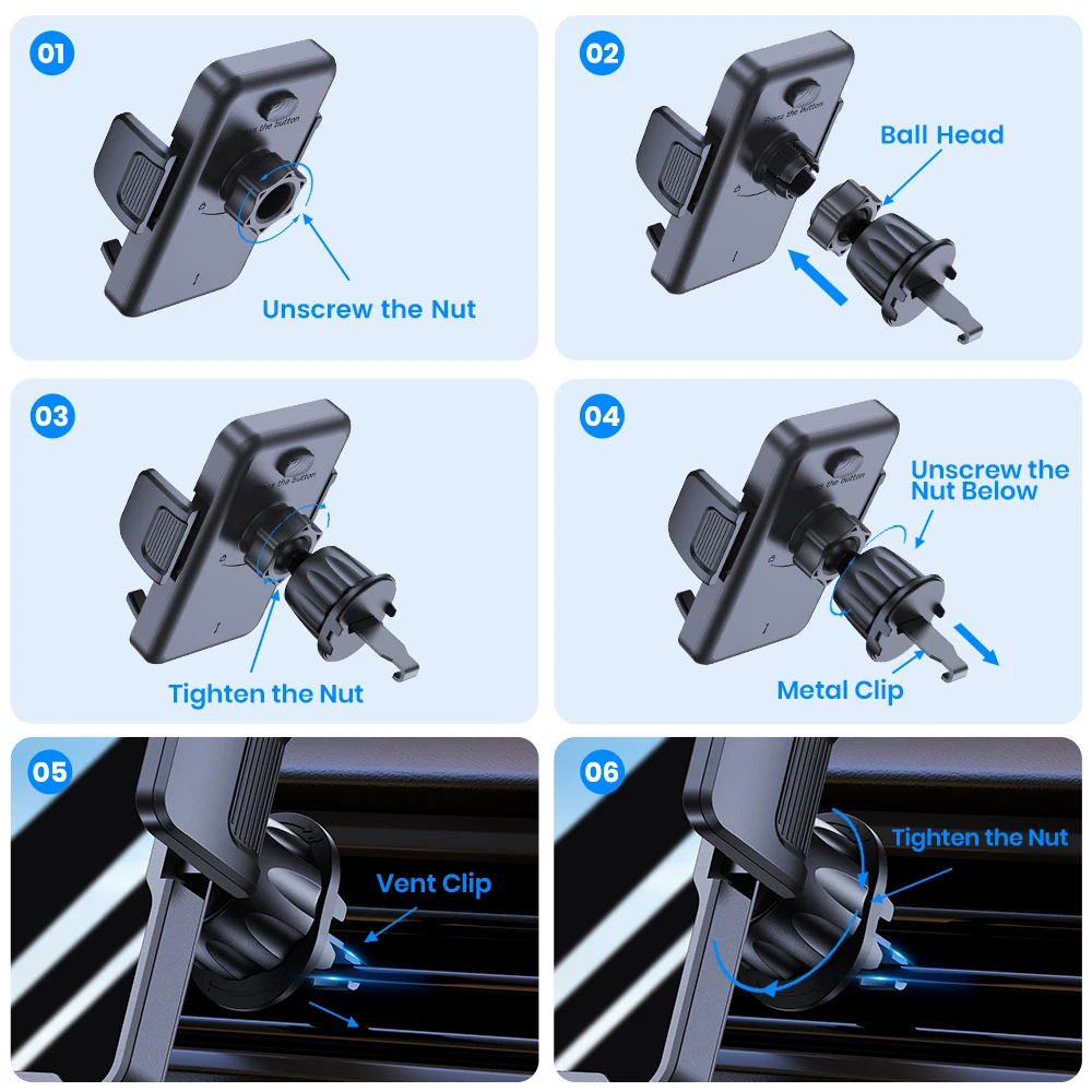 حامل هاتف السيارة TOPK لتنفيس الهواء، حامل الهاتف الخليوي للسيارة 360 درجة °   دوران كامل، لجميع الهواتف الذكية iPhone