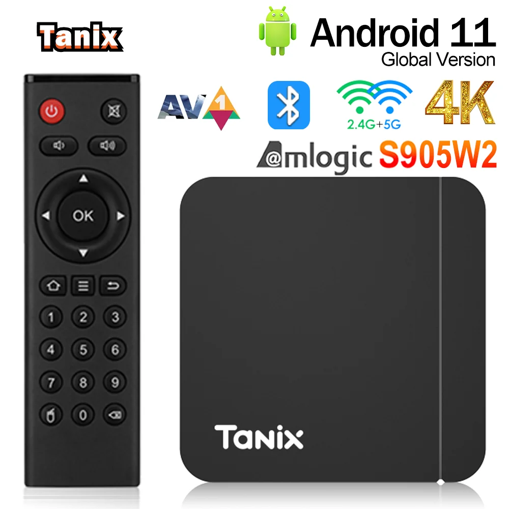 Original Tanix W2 TV Box Android11 Amlogic S905W2 2G16G 4G 32G 64G Support 3D AV1 BT 5G Wifi 4K HDR Media Player Set Top Box