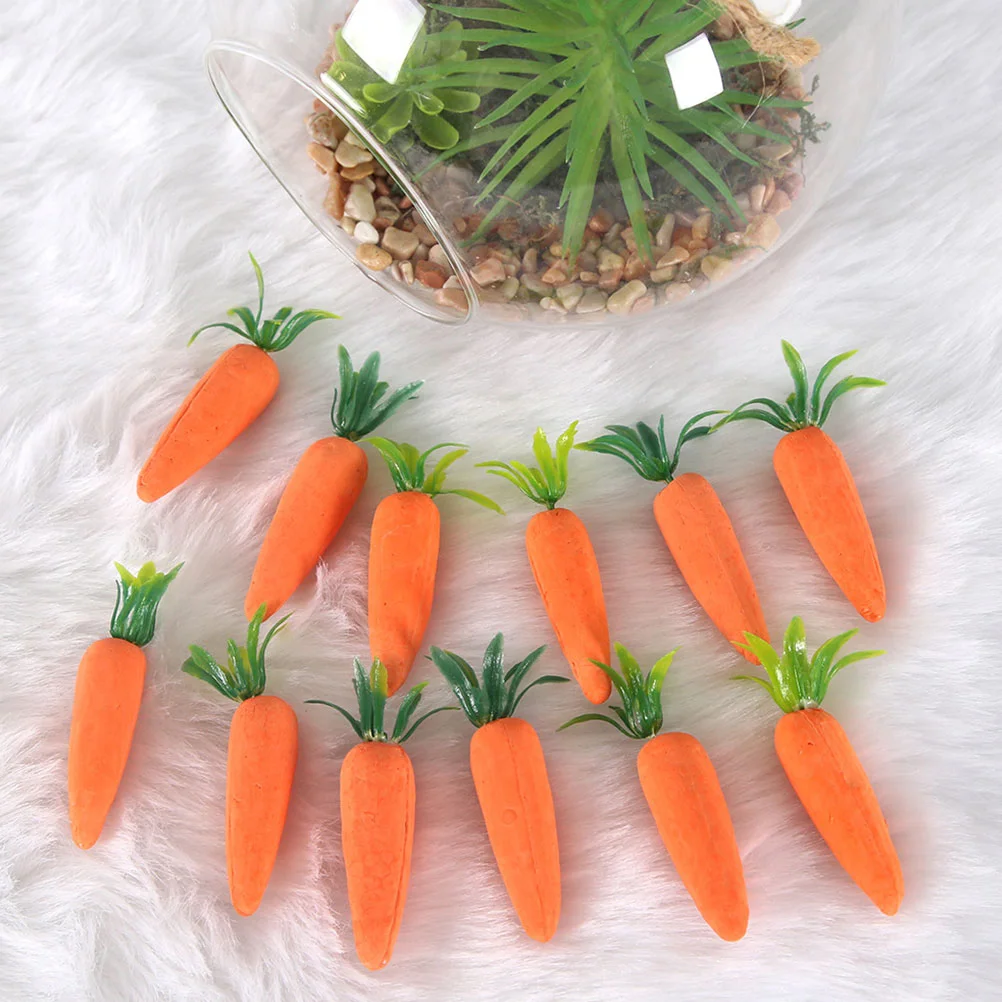 12 Pcs Potato Equipment Artificial Carrot Simulation Small Carrots Vegetable Ornament Orange Fake