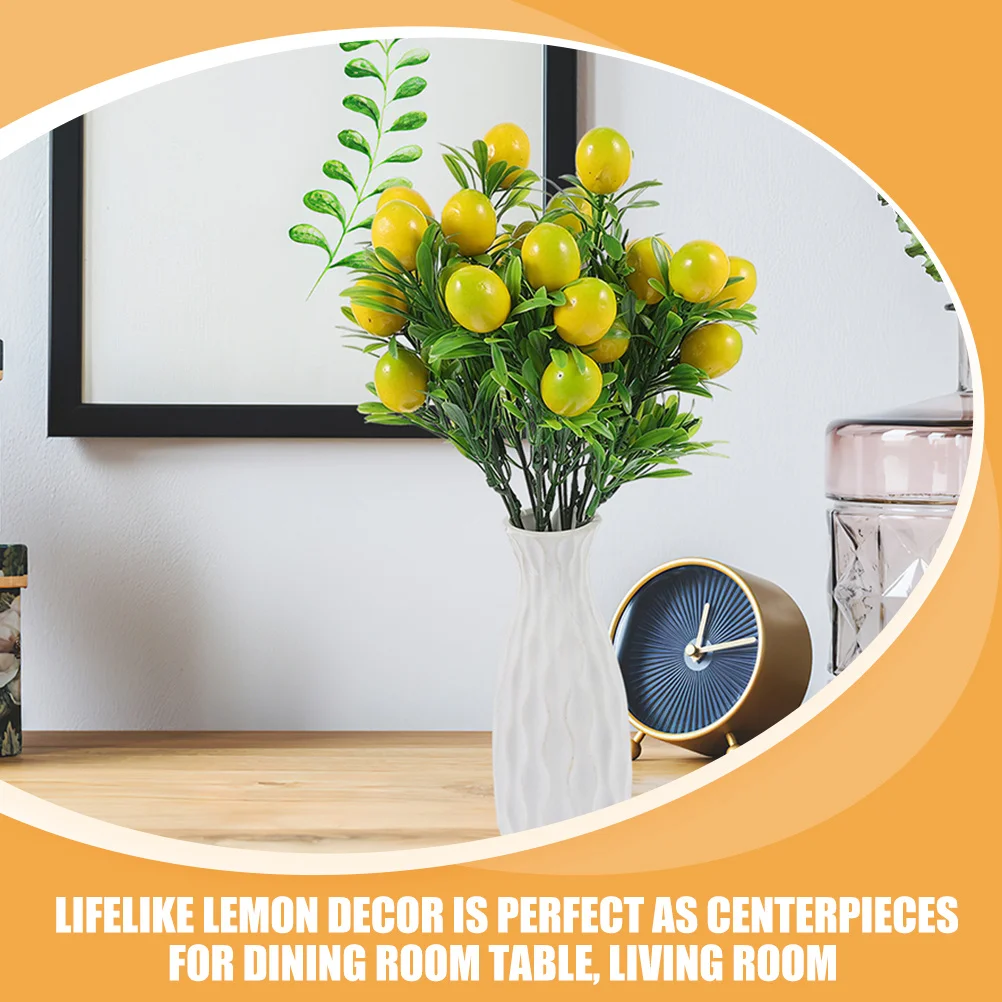 

3Pcs Faux Lemon Branches Artificial Lemon Tree Stem Reusable Non-Fading Table Centerpiece Home Decor Party Decoration