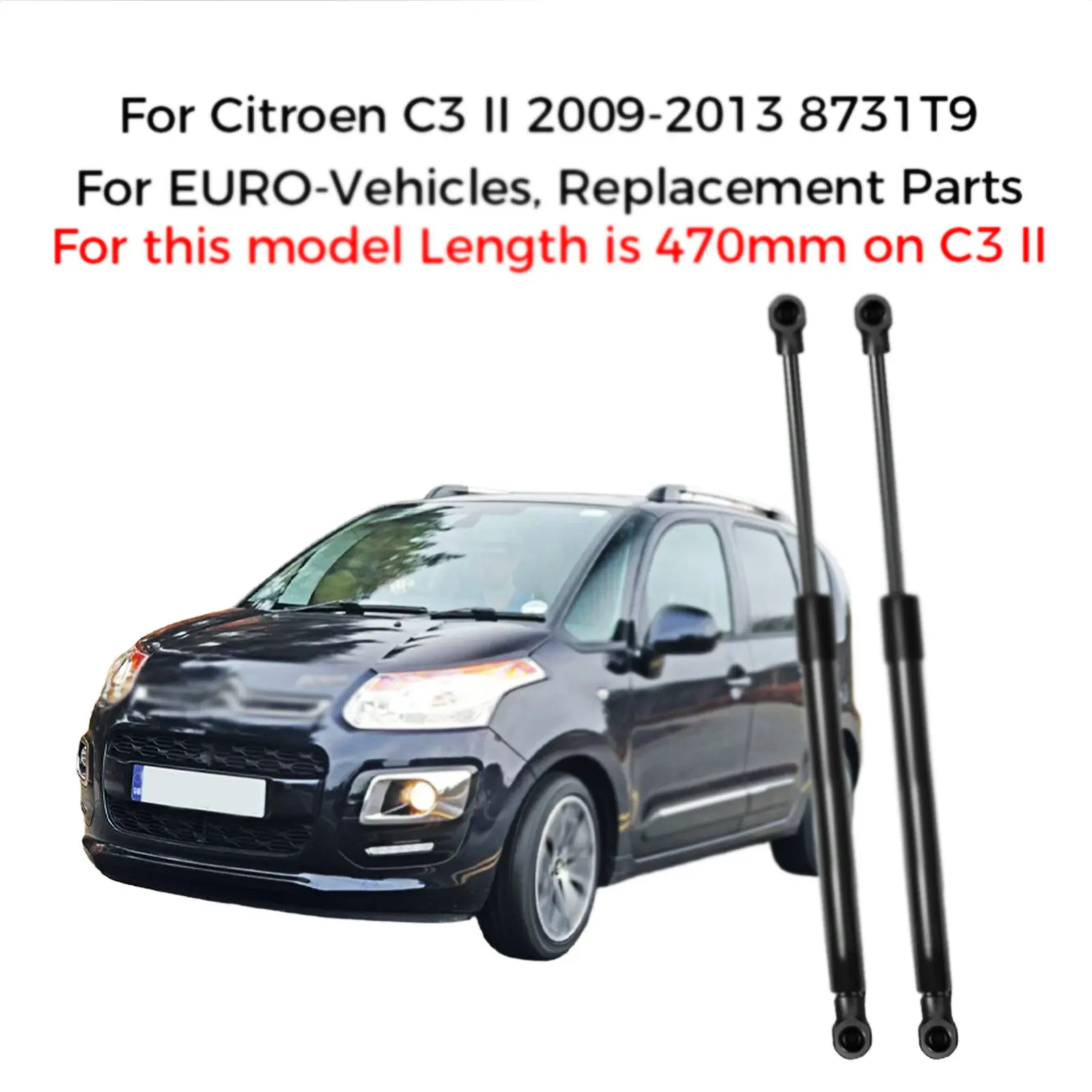 

Для Citroen C3 II 2010-2013 8731T9: 2 газовые пружины (амортизаторы) для задней двери багажника