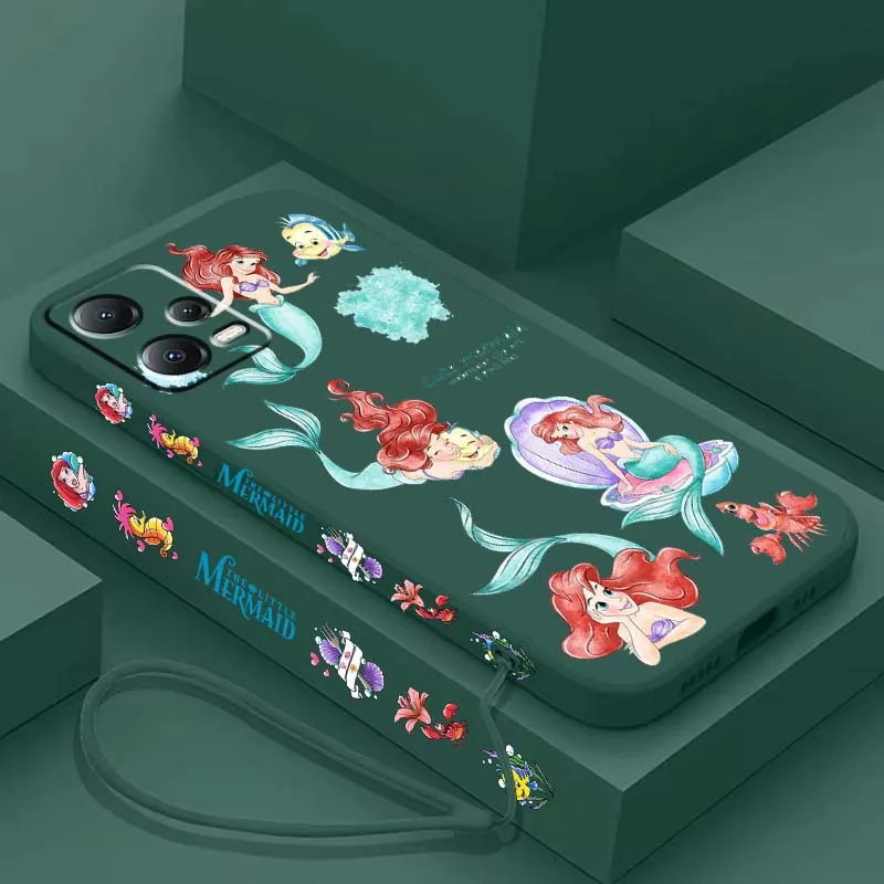 

Disney Beautiful Mermaid For Xiaomi Redmi Note 15 14 13 13R 12 12R 11 11T 11S Pro Plus 5G Liquid Left Rope Phone Case