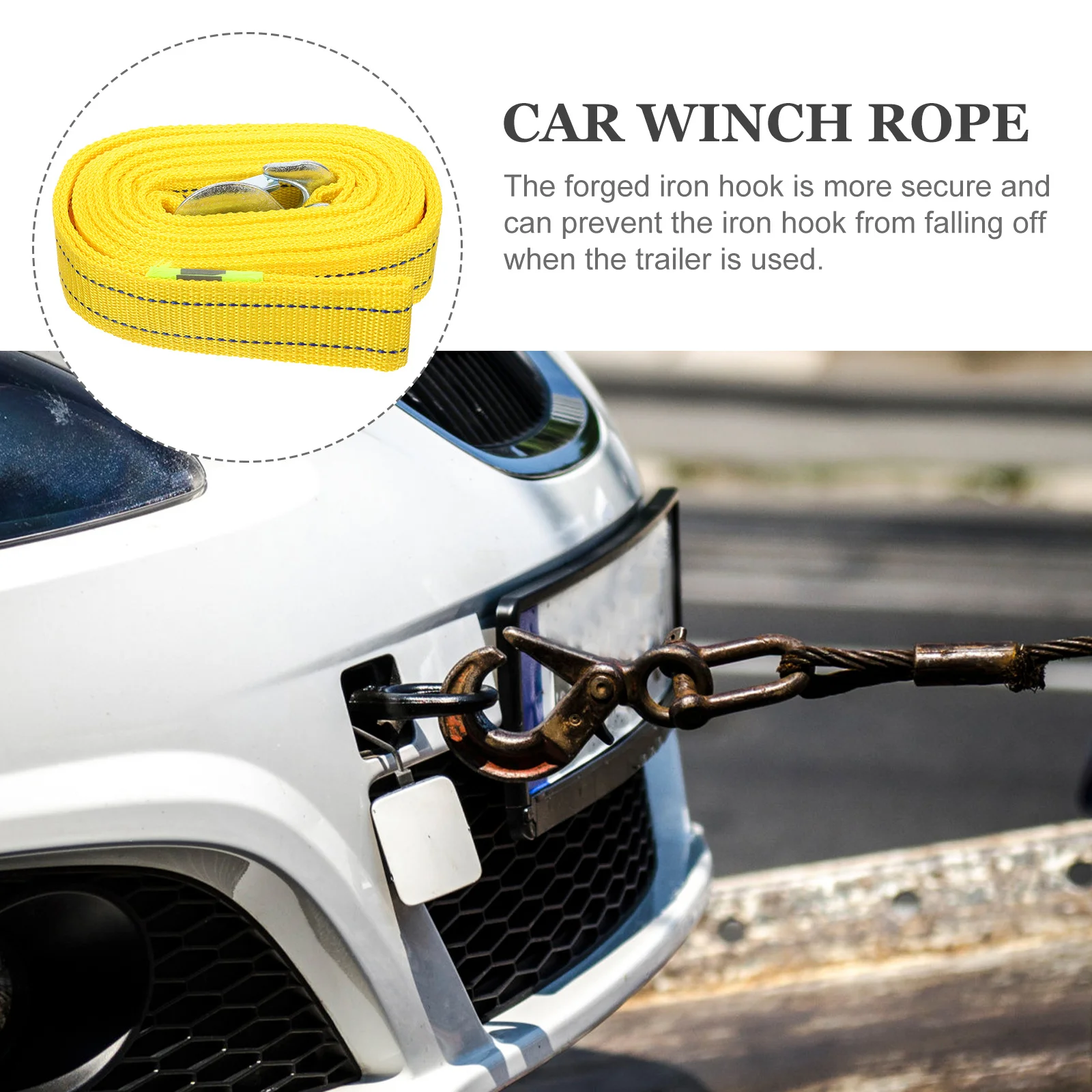 

4 8m Polyester Car Trailer Tow Rope for 4x4 Winch Sturdy Towing Strap with Hooks Compatible with Soft Shackle Cable Cars