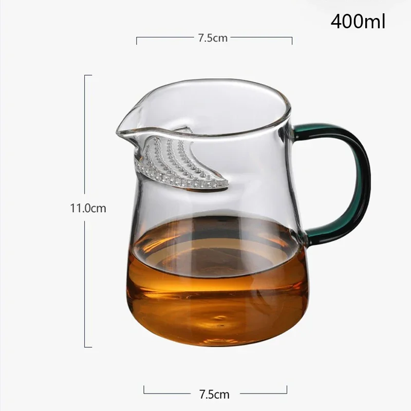 400ml Glass Crescent Fair Cup with Tea Strainer Chinese Style Chahai Tea Maker Teacup Accessories