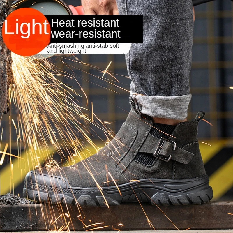 Labor insurance shoes men and women anti-smashing and stab-proof construction site welding welder steel toe cap fireproof winter