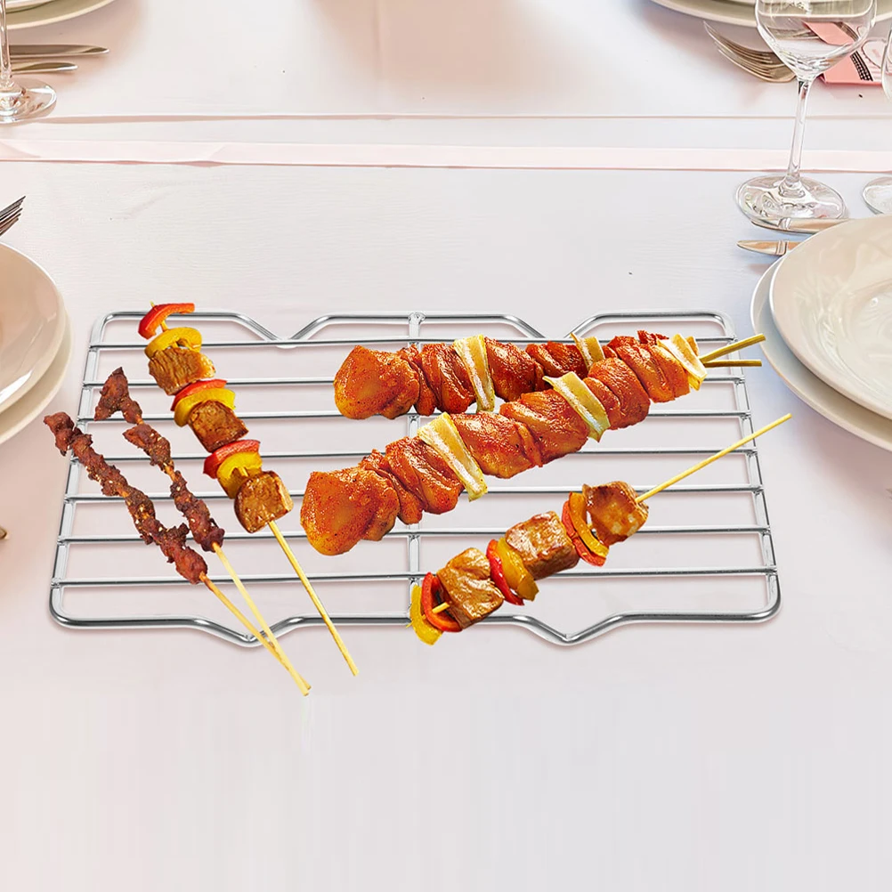 

Professional Stainless Steel Bbq Grilling Rack Heavy Duty Oven Roasting Rack Practical Cooking Mesh for Camping Picnic Grilling