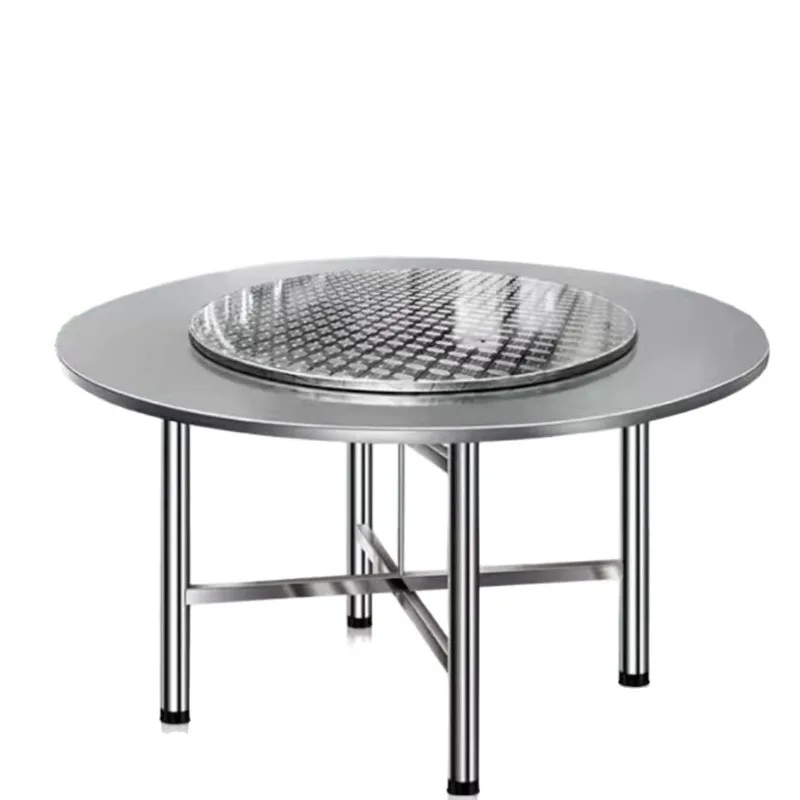 Extra thick stainless steel split round table supper stall, canteen banquet can be cleaned and stored quickly and easily