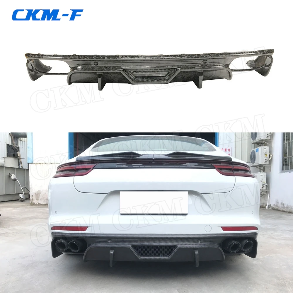 

Forged Carbon Rear Diffuser Lip Spoiler For Porsche Panamera 971 2017 2018 2019 Dry Carbon Fiber Bumper Skid Plate Car Styling