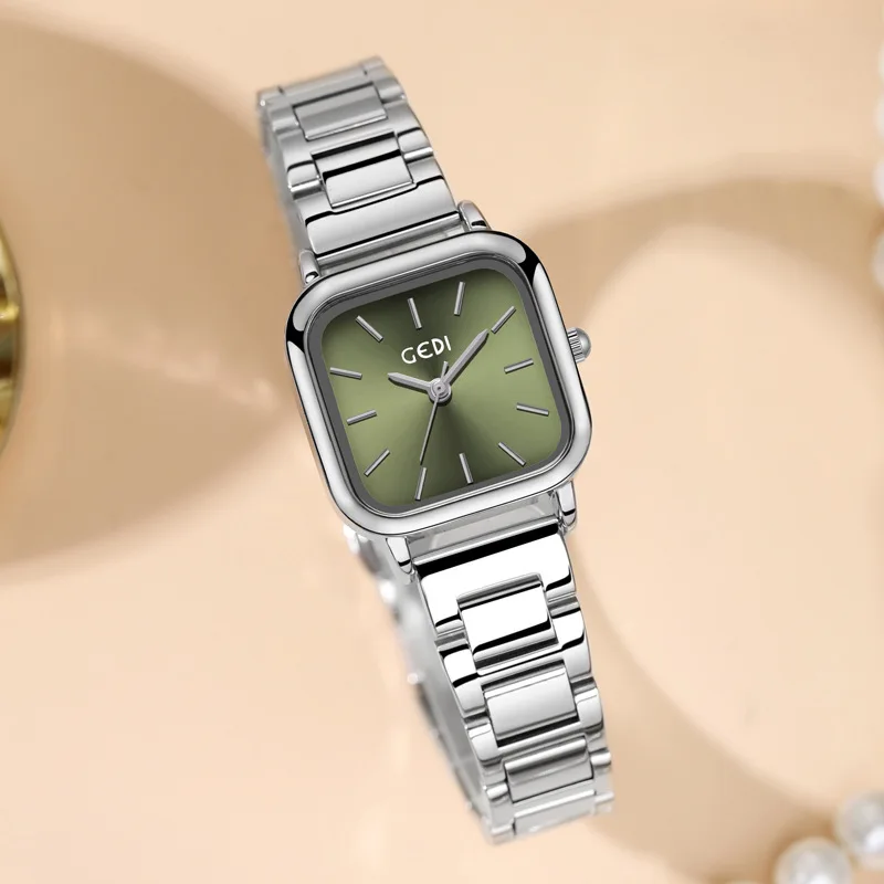 YFY simple retro niche style temperament small square plate watch women's student steel belt quartz watch