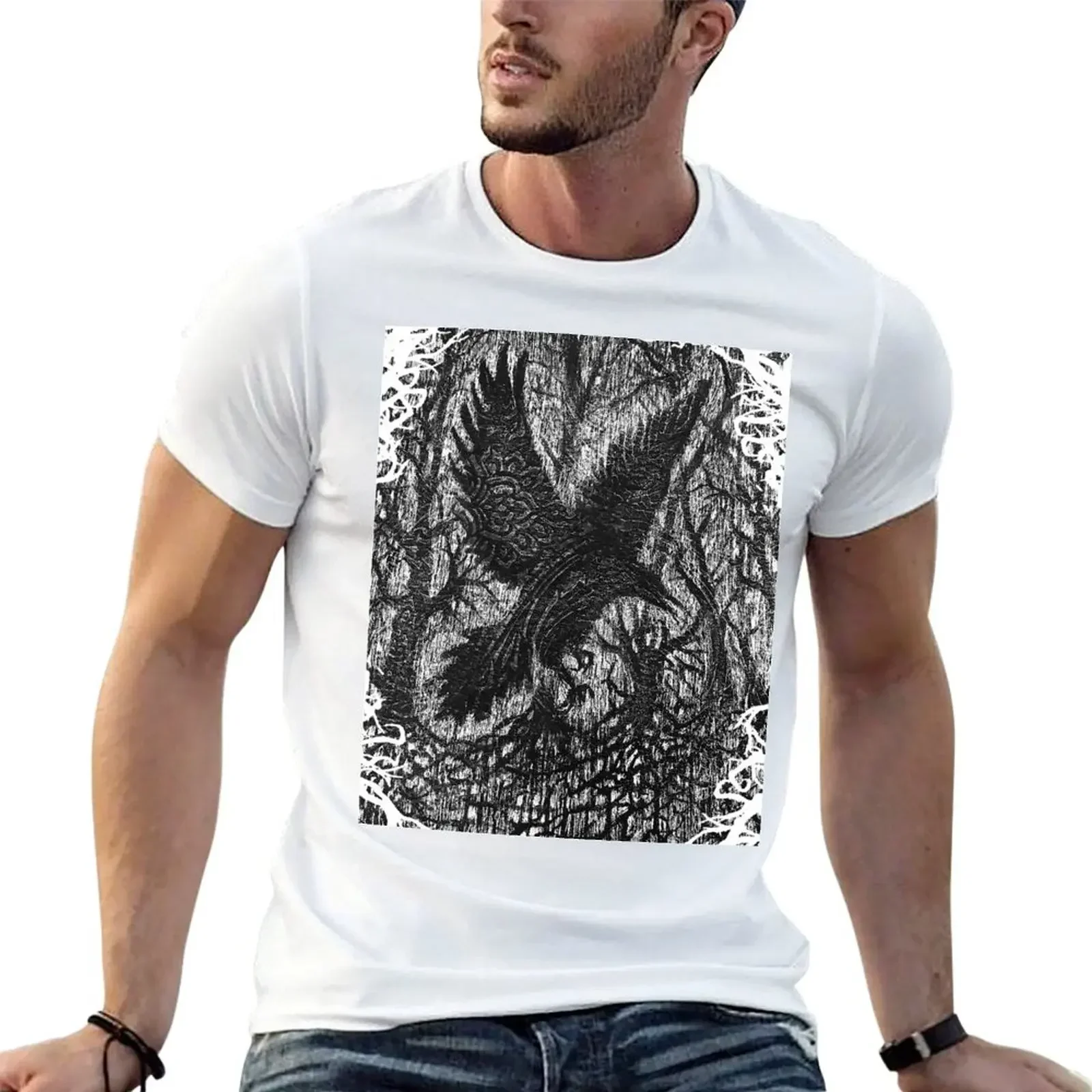 Flying rawen T-shirt tees shirts graphic tees blanks men clothing