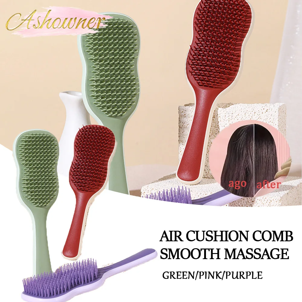 

Household Women's Long Hair Straight Comb Fluffy Design Airbag Air Cushion Comb Banana Leaf Massage Relax Hair Styling Care Tool