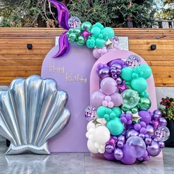 118Pcs A set of mermaid themed balloon arch set, mermaid tail silver star foil balloon birthday wedding party decoration