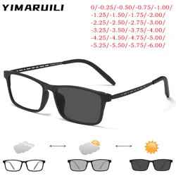 YIMARUILI Ultra-light Plastic Titanium Eyewear Blue Light Blocking Photochromic Finished Myopia Optical Prescription Glasses Men