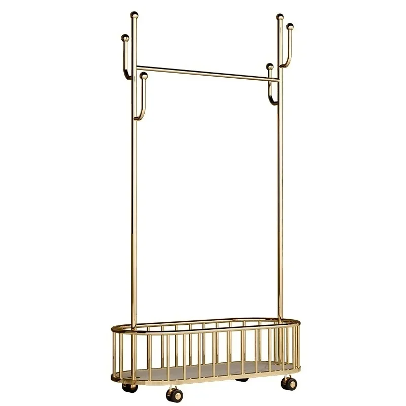 

Removable coat rack Bedroom storage Stainless steel light luxury hanger with wheels