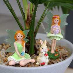 3-piece set of mushroom flower fairy set with three resin crafts, garden and courtyard decorative statues, flower pot and bonsai