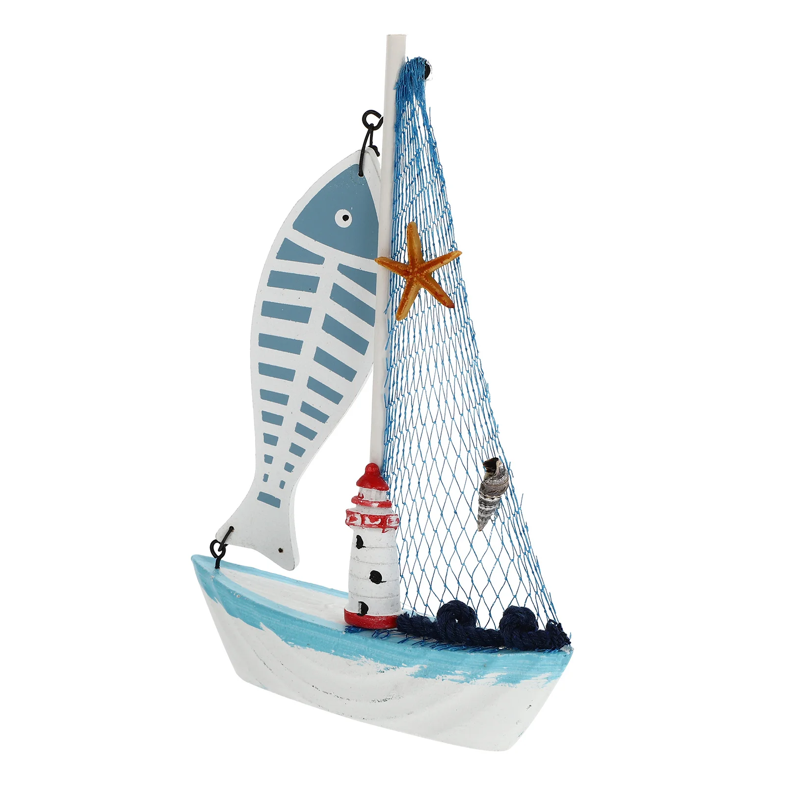 

Blue Fish Sailboat Decorative Ship Sailing Boat Home Party Decoration Creative Desktop Adorn Chic Mediterranean Craft Household