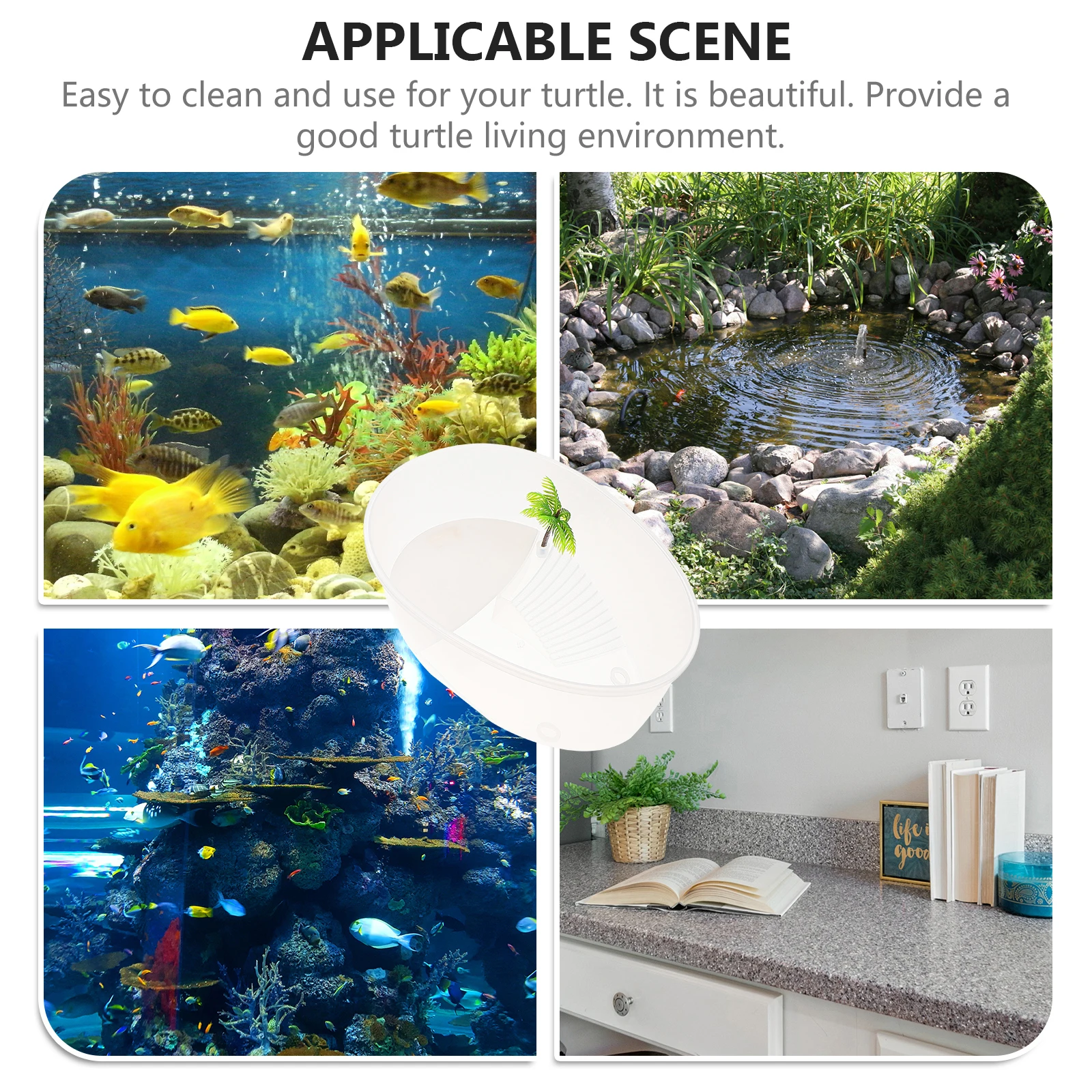 

Turtle Terrace Reptile Habitat Plastic Aquarium Terrarium Platform Tortoise Rest PP Material Leak-Proof Durable Safe