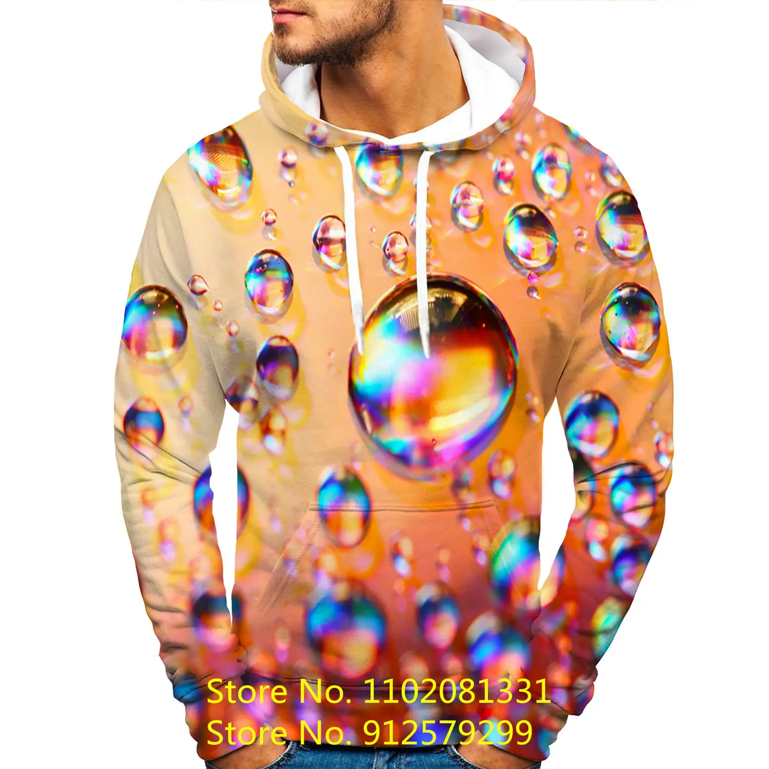 2022 Fashion Water-drop Hoodie Funny 3D Printed Sweatshirt Sport Pullover Casual Shirts