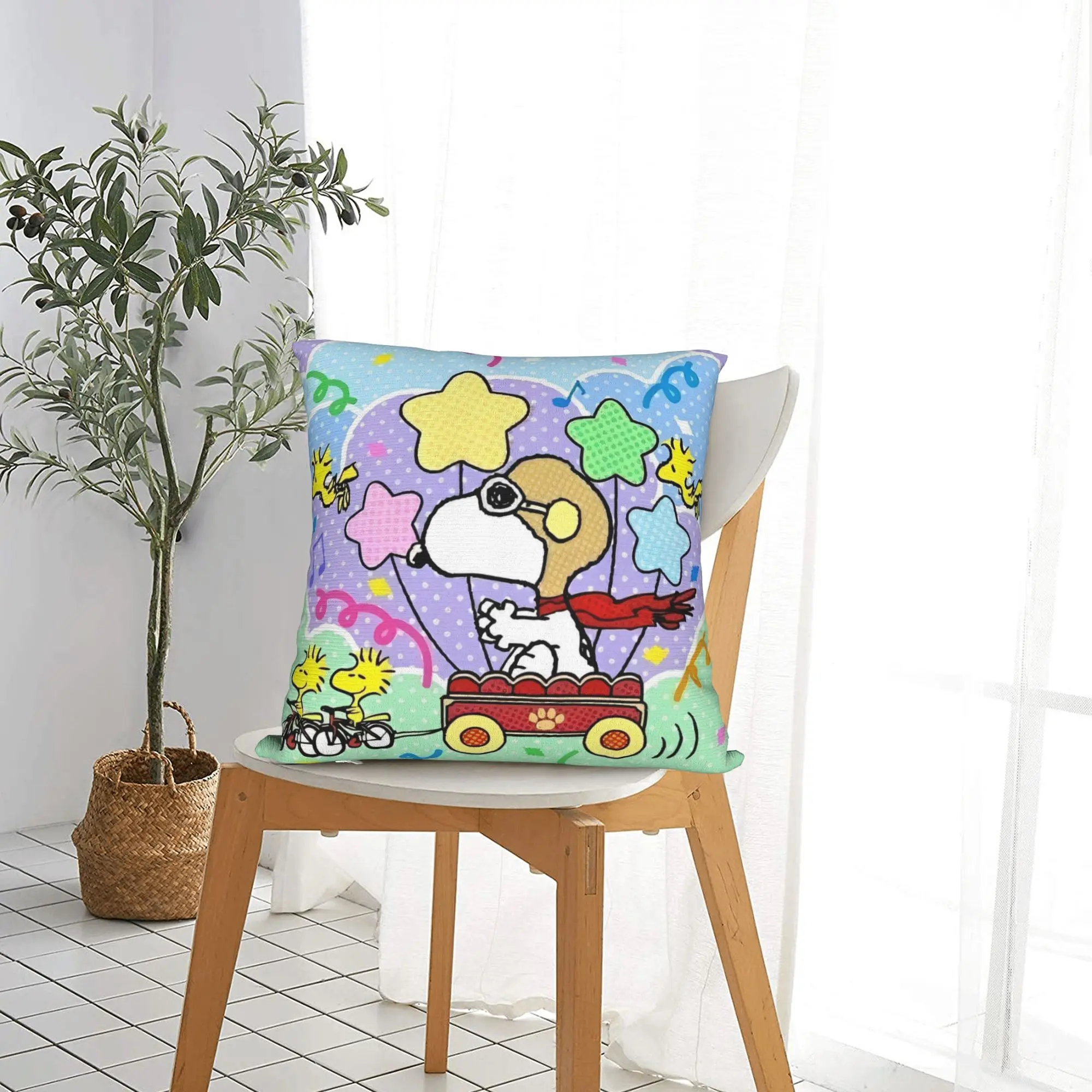 Happy Easter Eggs Snoopys Square Pillow Cases  Cushion Covers Customized Zippered Decorative Pillowcase for Car 40*40cm