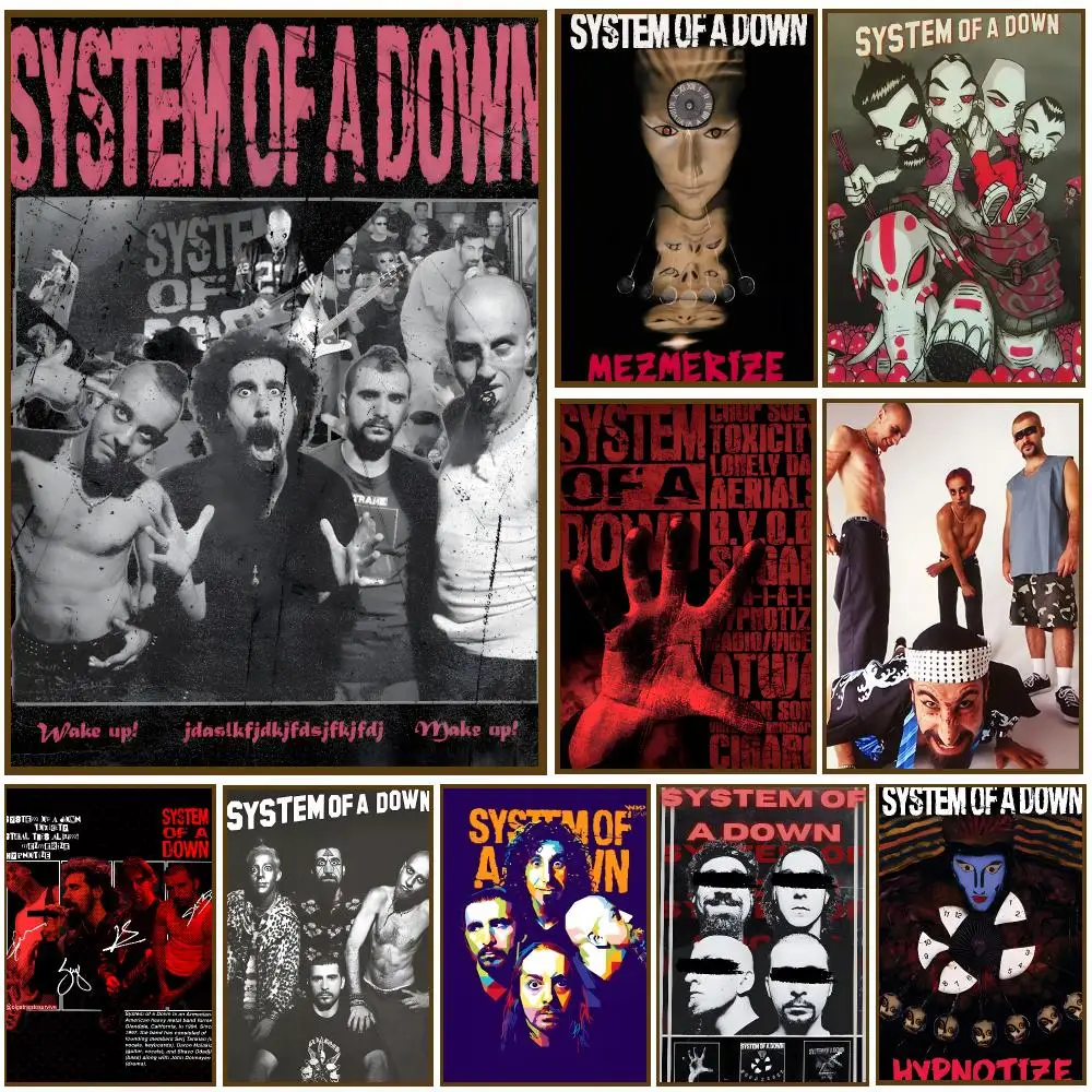 System Of A Down band Poster Self-adhesive Living Room Bedroom Party Bar Decor Moisture-proof Fade-resistant HD