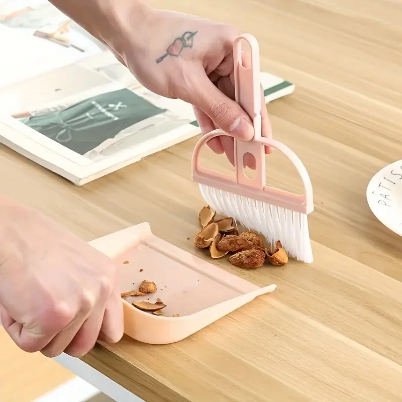 Desktop Mini Broom Dustpans Set  With Garbage Shovel Nordic Color For Household Desktop Cleaning Tools