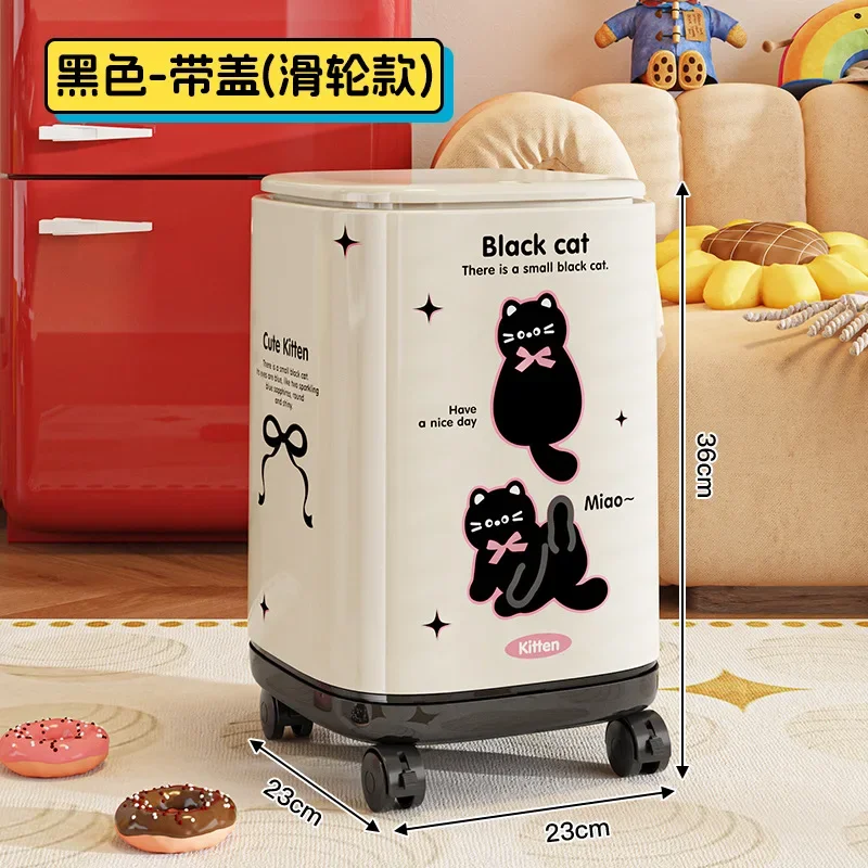 

Cute Large Capacity Trash Can with Wheels And Durable Lid for Home Use - Living Room Bedroom Bathroom Garbage Bin