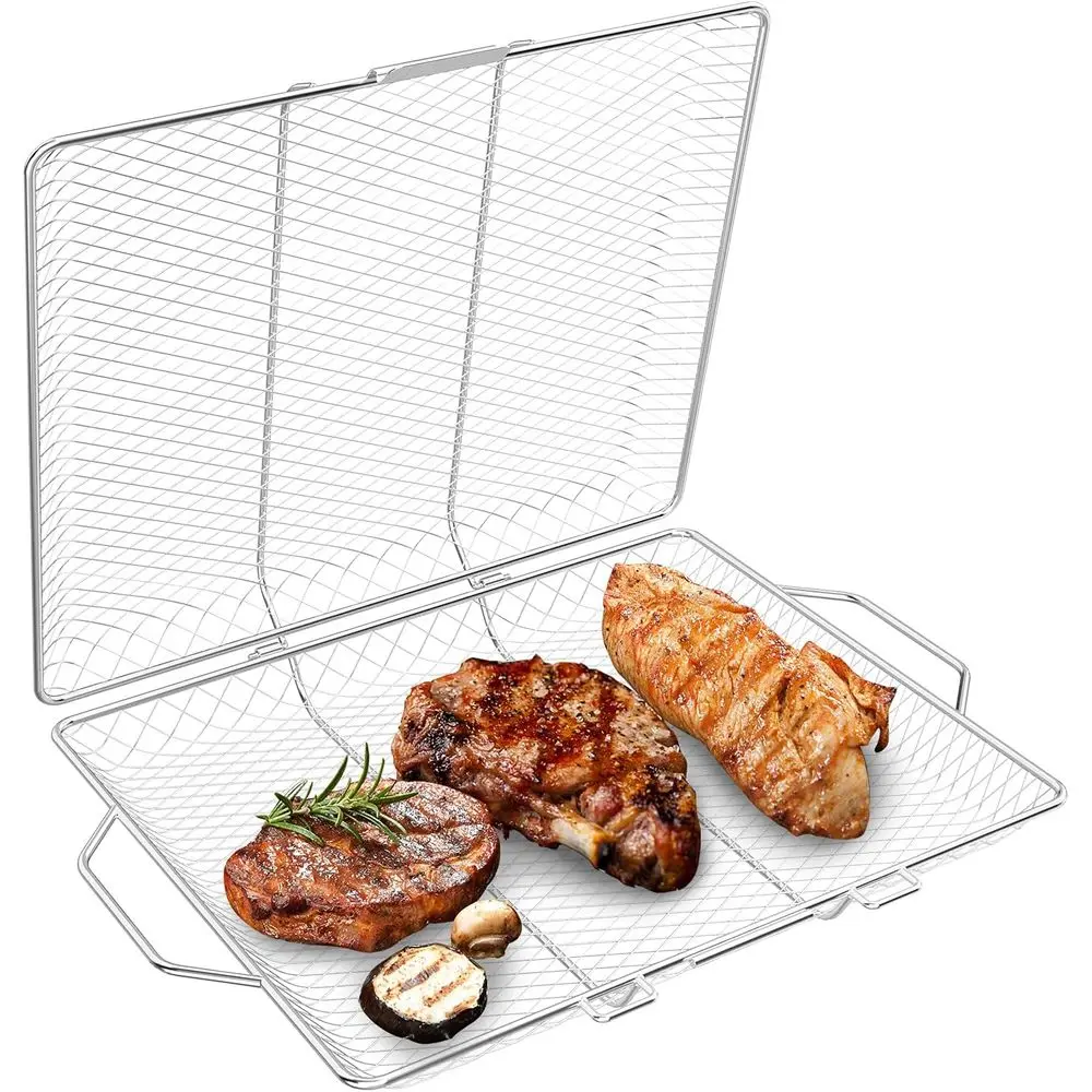 

Stainless Steel Grill Basket for Outdoor Barbecue, Perfect for Grilling Vegetables, Fish, Shrimp, Steak, and Chops