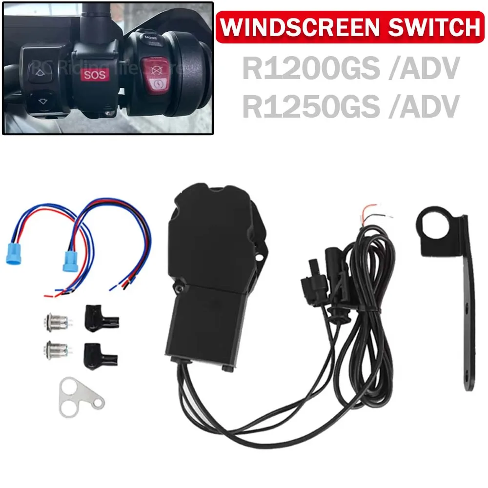 Motorcycle Elevator Windshield Electrical Remote Control Switch SOS Adapter For BMW R1250GS Adventure R1250 R1200 GS/ADV LC 2023