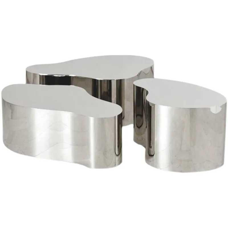 

Internet celebrity stainless steel special-shaped coffee table minimalist living room decoration personalized tea table
