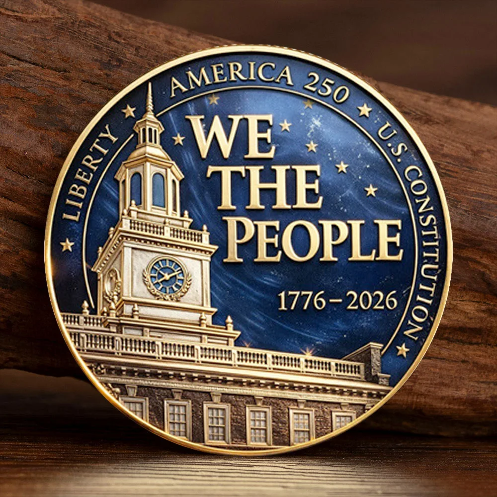 Liberty America 250 U.S Constitution Gold Plated Souvenir Coin 250 Years of Freedom E-pluribus Unum Collection Coin