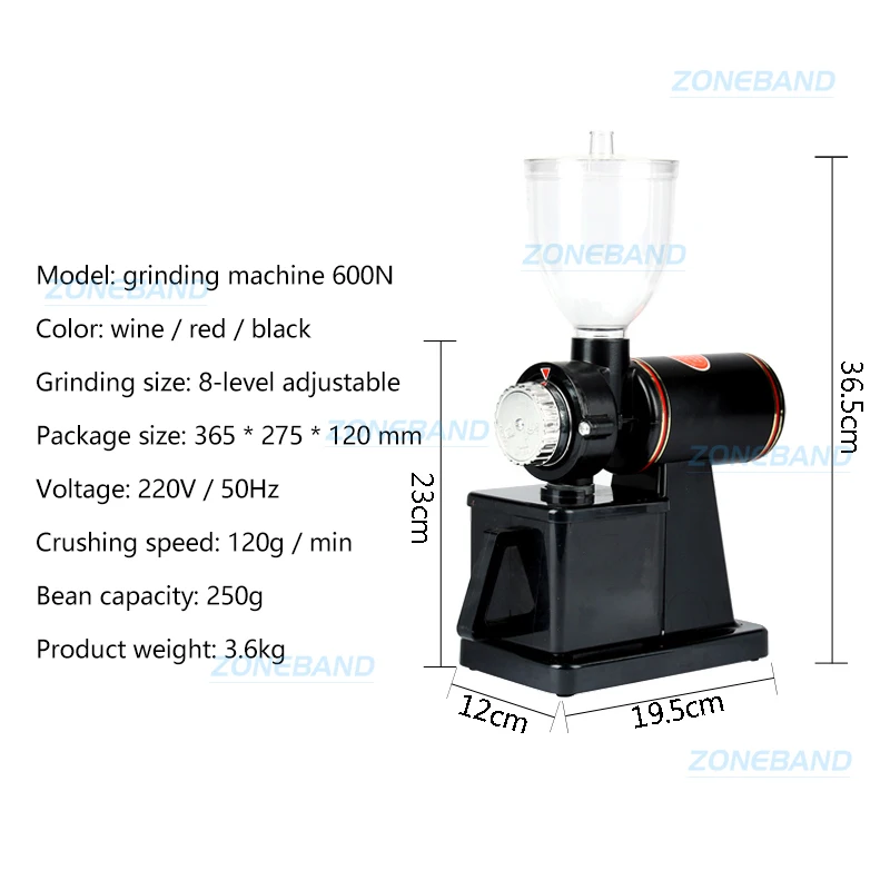 Gospodarstwa domowego elektryczny młynek do kawy automat do kawy fasoli młynek do przypraw ekspres do kawy Espresso 8-poziom 250g dla domowe