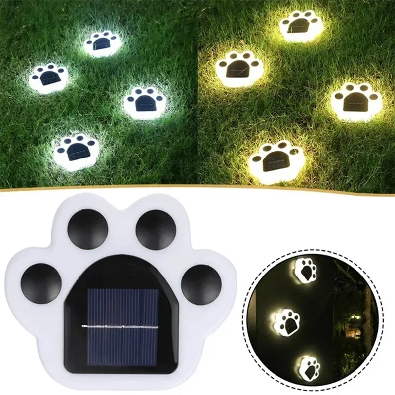 Luces LED solares impermeables para jardín, cadena de luces decorativas con estampado de perro y gato