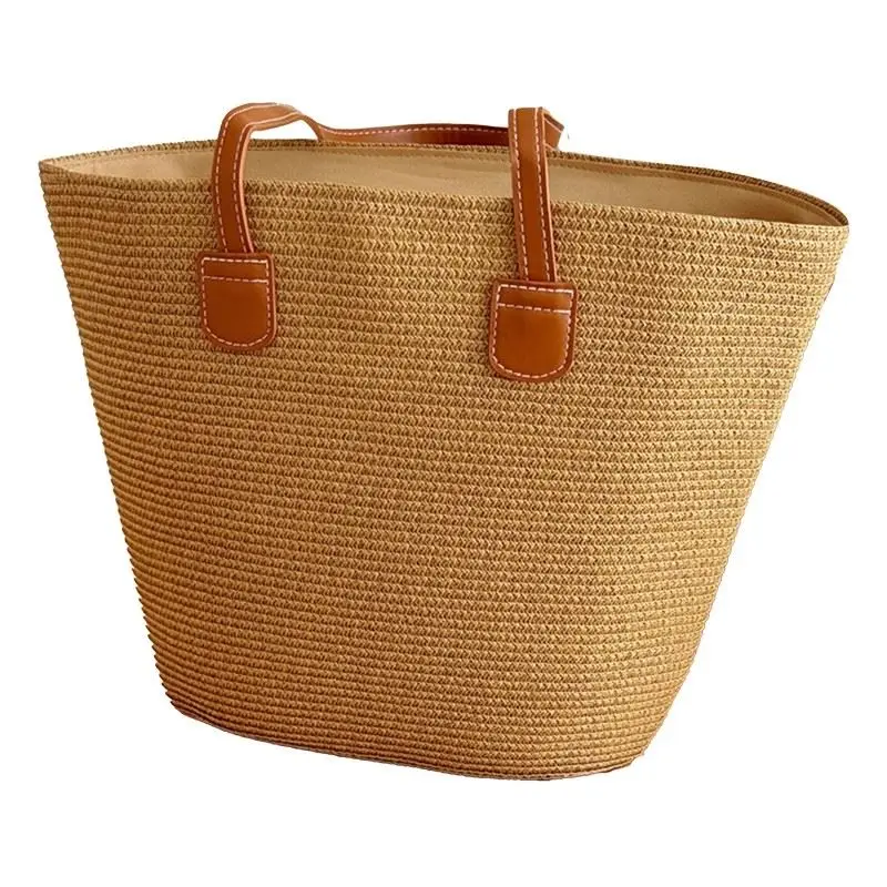 2025 صيف جديد كبير سعة St المنسوجة حقيبة نسائية الشاطئ Vaion Sle عادية بسيطة لينة بولي Leather حقيبة يد جلدية oulder #5