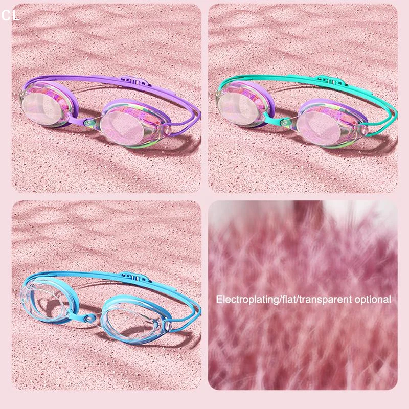 Pink Iridescent Swim Goggles With Anti Fog HD Lens Leak Proof Design For Competitive Swimming Training And Daily Pool Use