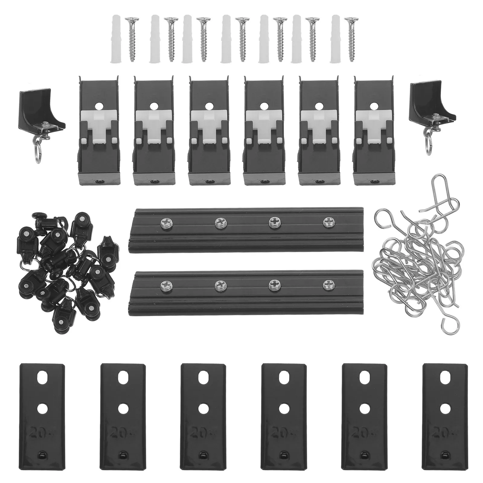 1Set Ceiling Curtain Track Hooks Hardware Heavy Duty Rail Glider Wheels Roller for Room Dividers Windows Rv Installation Kit