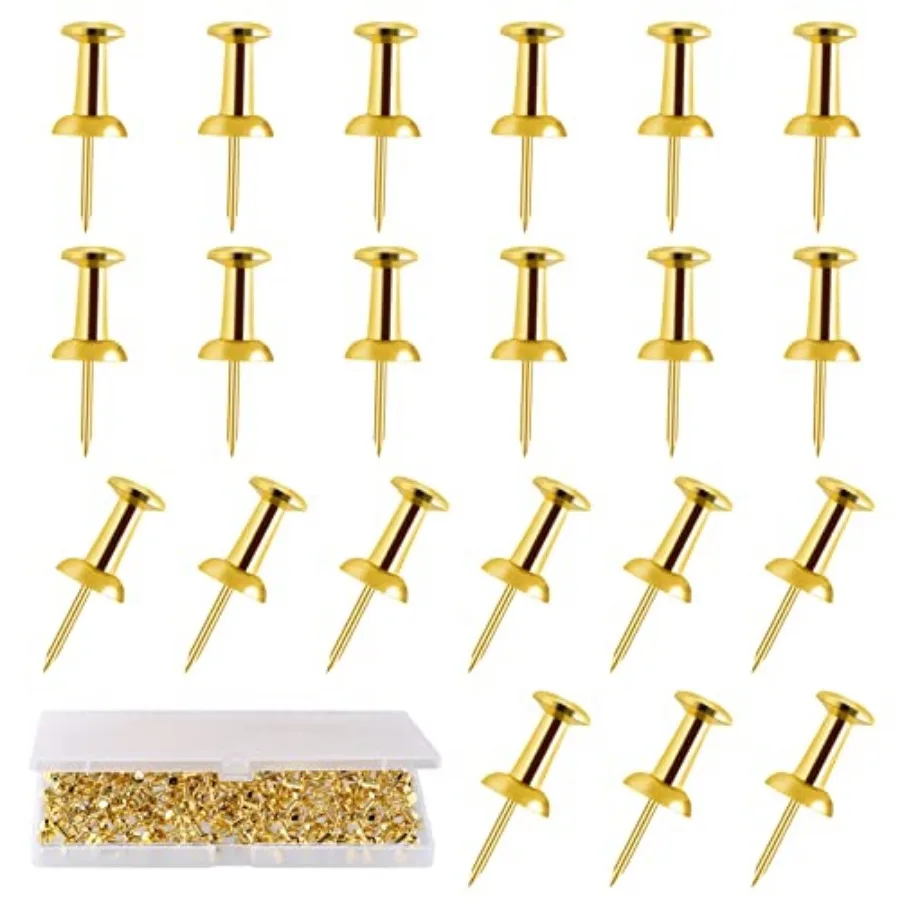 

200 Count Push Pins - Standard Plastic Head Steel Point Thumb Tacks for Bulletin Board, Cork Board, Wall Hanging - Decorative O