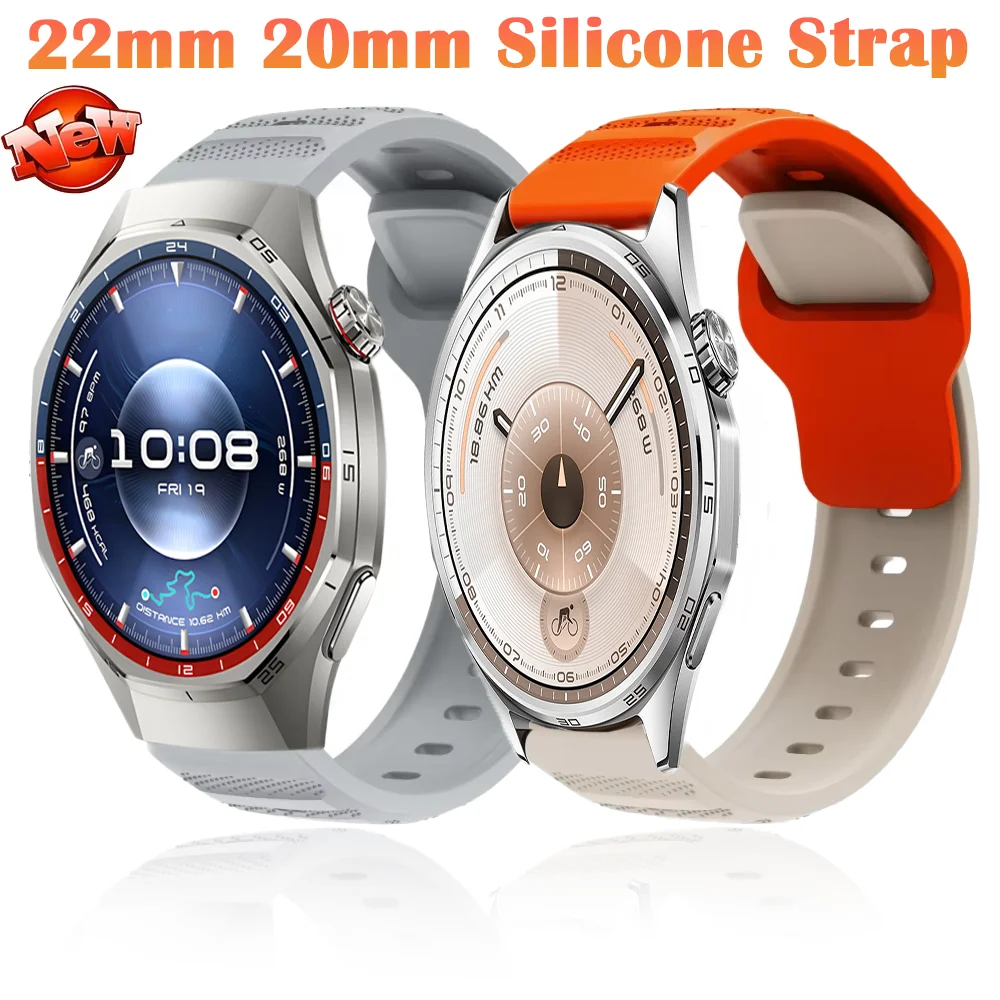 22/20mm Silicone Strap for Huawei Watch 5 GT7 Pro GT7 GT6-5-4-3 46mm Bracelet for Samsung Galaxy Watch 7 6 5 4 40/44mm Wristband