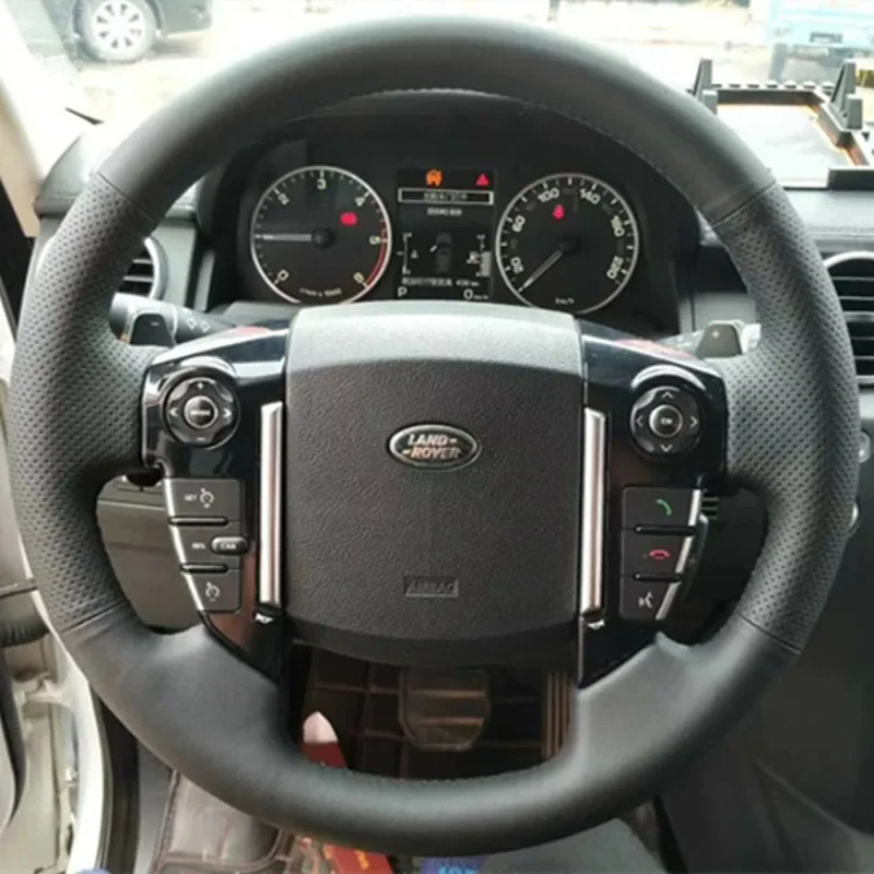 

DIY Hand-Sewn Leather Suede Carbon Fiber Car Steering Wheel Cover for Land Rove Discovery Freelander Interior Auto Accessories