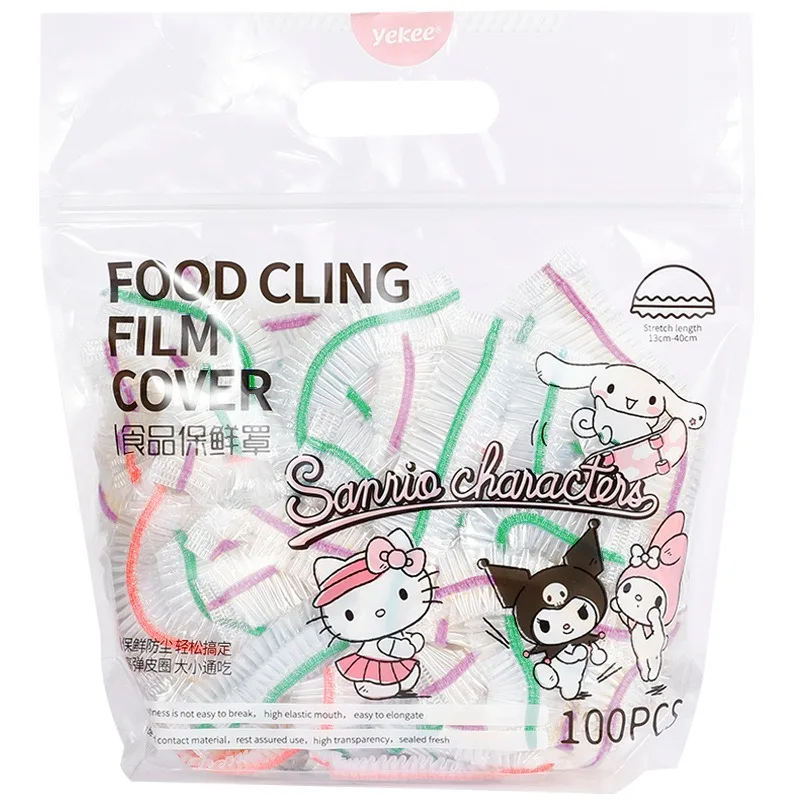 100pcs Hello Kitty involucro di plastica usa e getta Sanrio Cartoon Hello Kitty involucro di plastica alimentare usa e getta per la cucina