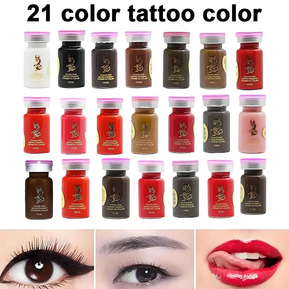 21 Color Microblading Cosmetic Semi Permanent Makeup Pigment Emulsions Eyebrow Lip Liner Tattoo Ink Beauty Supplies