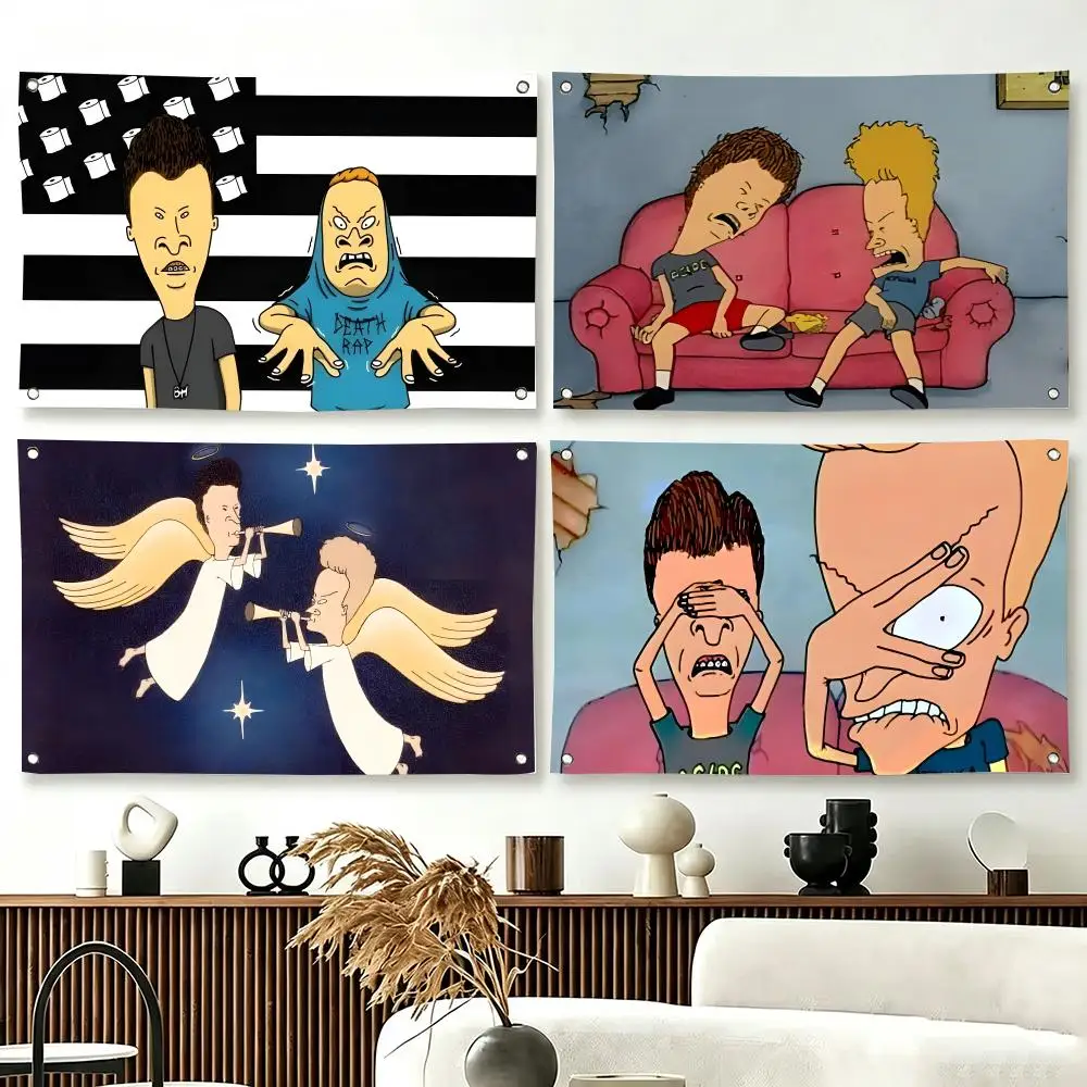 Cartoon Beavis and Butt Head Flags  For Living Room Home Dorm Decor Wall Outdoor Camping Party Banner Gifts