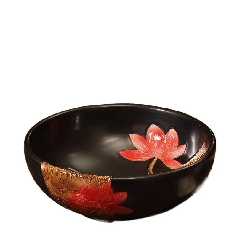 

Ceramic countertop basin balcony round antique handmade basin bathroom washbasin