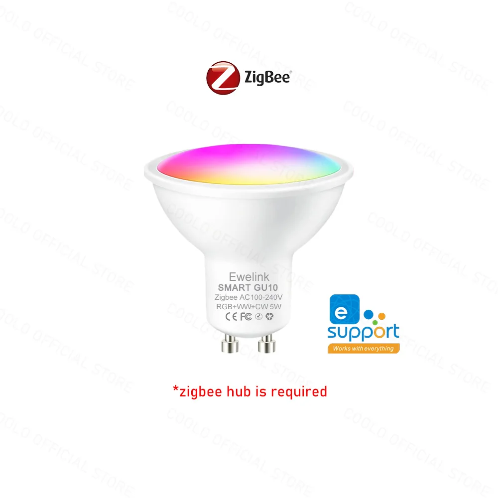 ZigBee GU10 WiFi Smart LED-lamp RGB W+C 5W dimbare lampen EWelink APP-bediening Spotlight-lamp Werkt met Alexa Google Alice