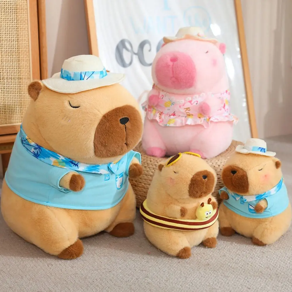 Swimming Circle Sports Capybara Plush Toy Beach Clothes Summer Style Capibara Anime Fluffty Toy Cartoon 25cm Capybara Plush Doll